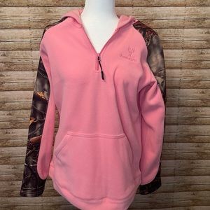 Huntworth pink fleece/camo pull over hoodie